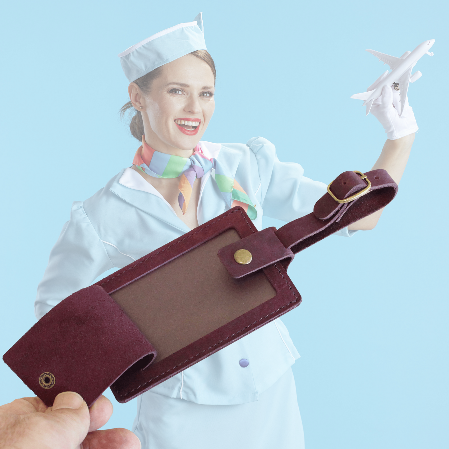 Purple Leather luggage tag