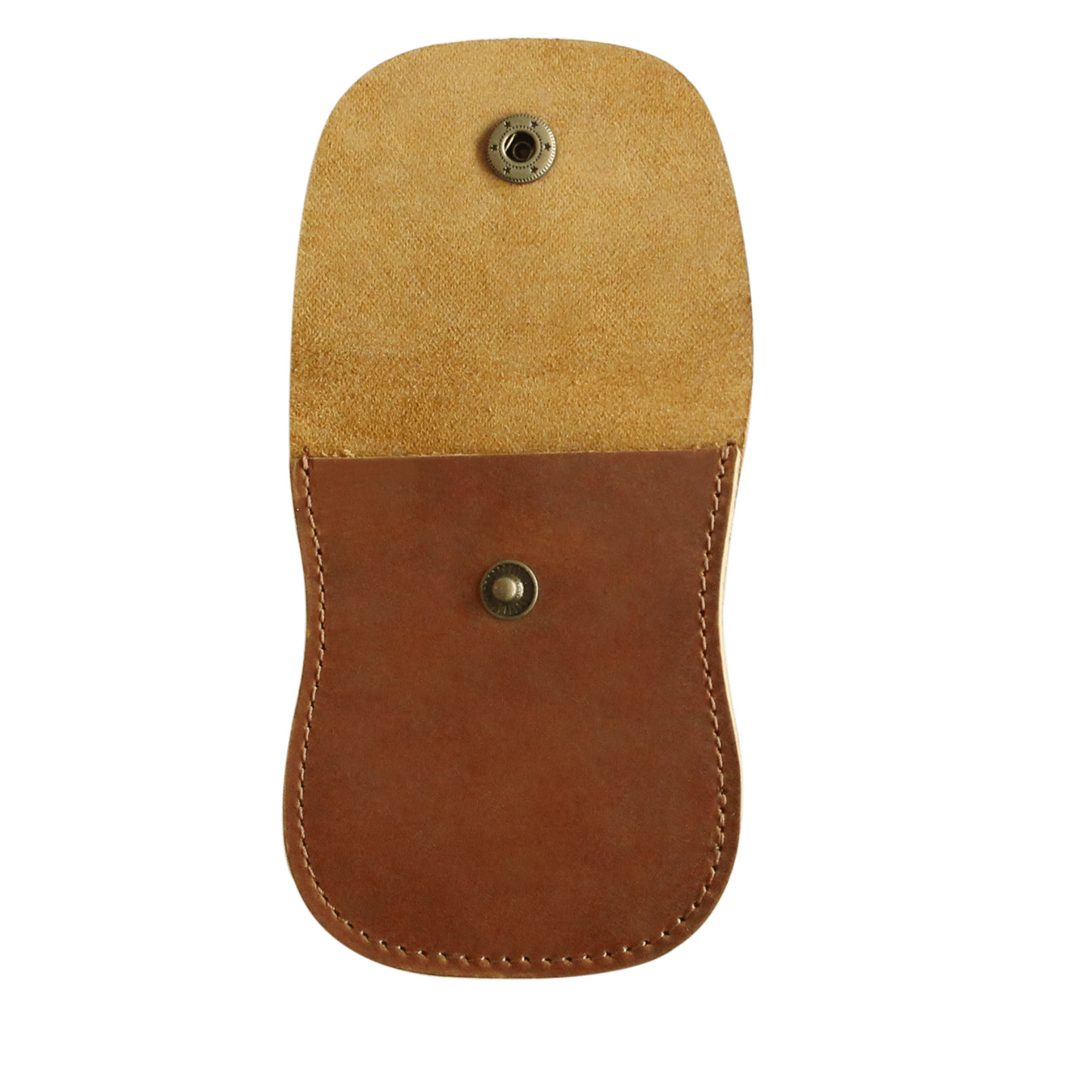Tan Leather coin pouch with press stud