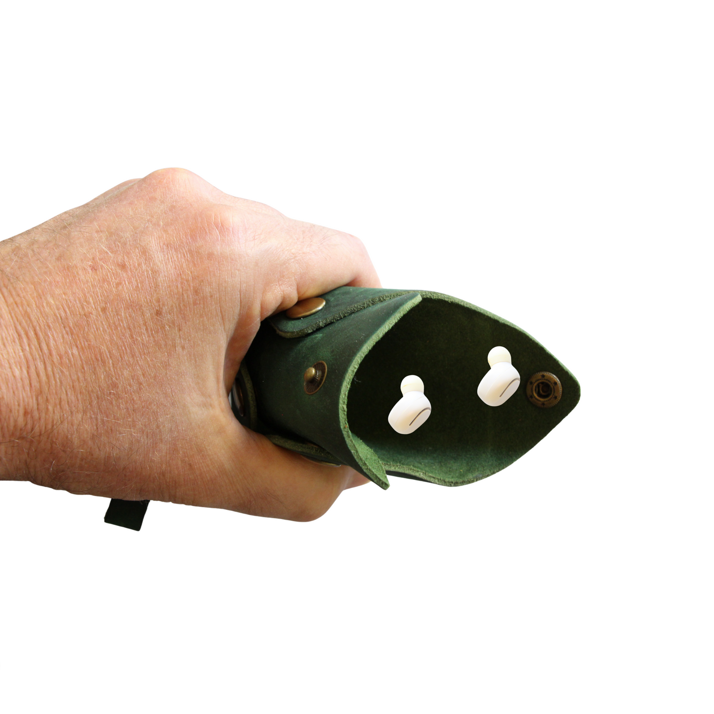 Green Leather Coin Pouch With Strap