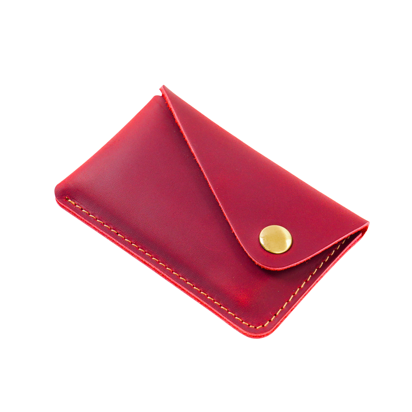Red Leather Card Holder With Press Stud