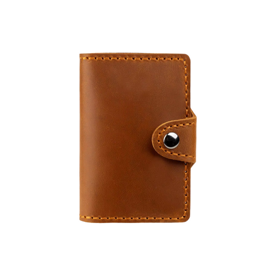 RFID Metal Case With Brown Leather Card Holder Wallet