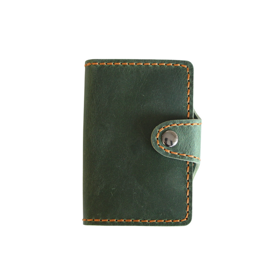 RFID Metal Case with Leather Card Holder Wallet – Green