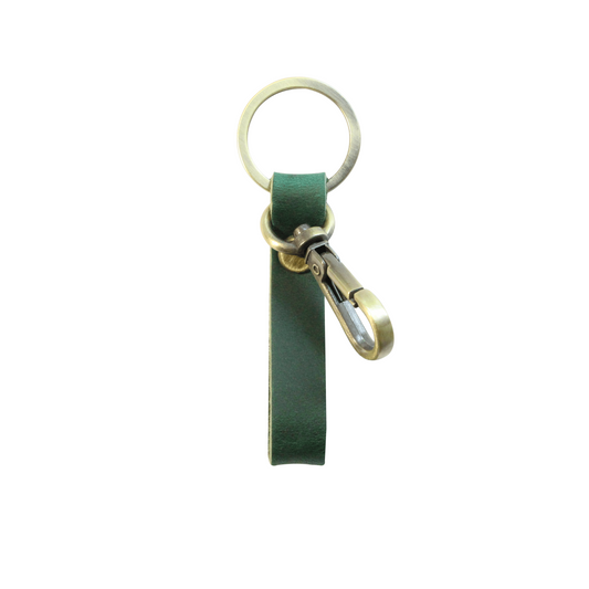 Green Slim leather keyring