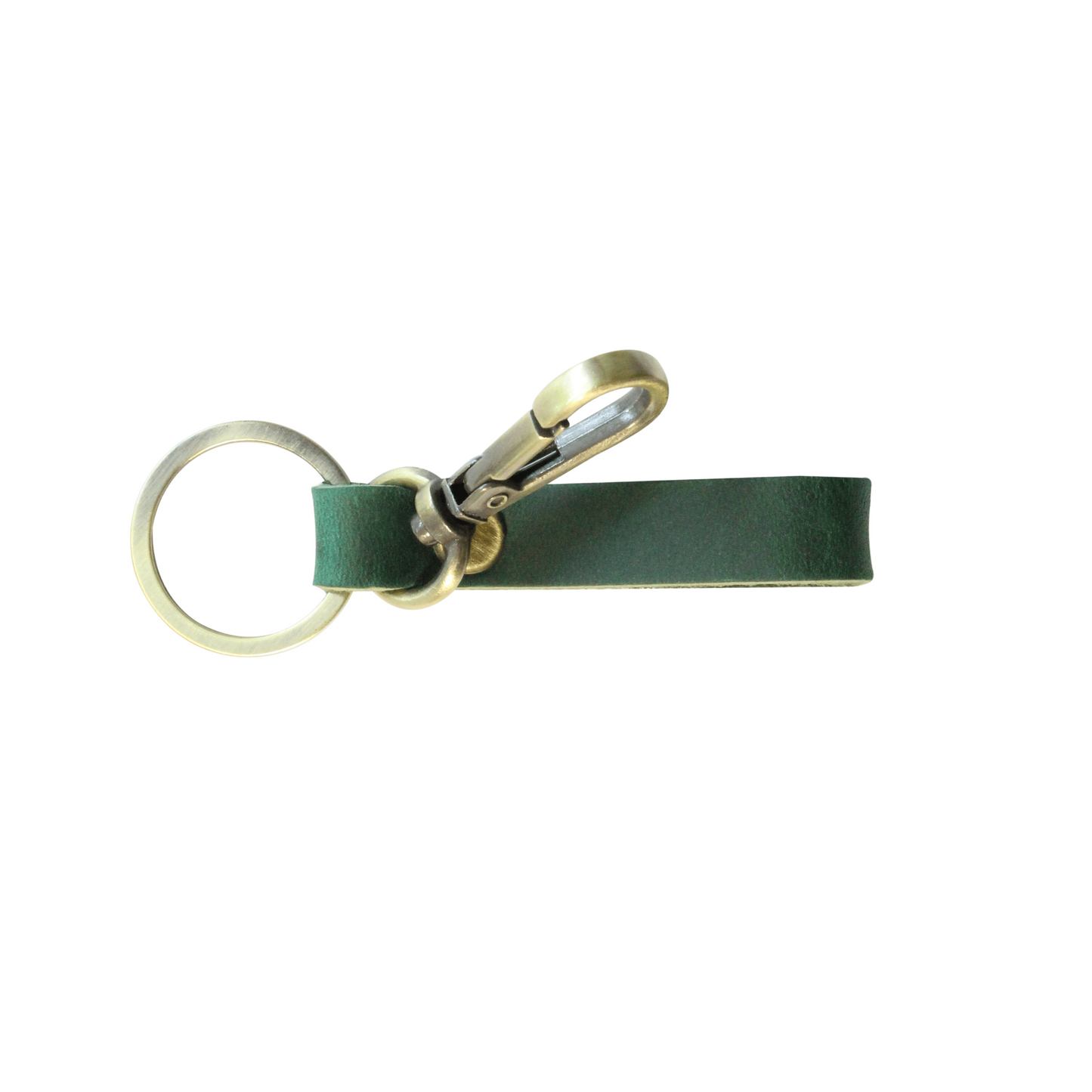 Green Slim leather keyring