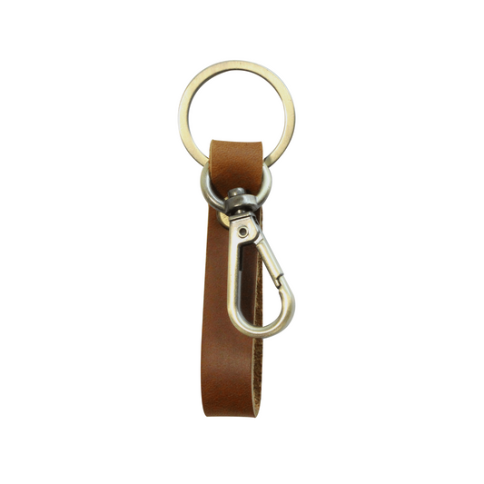 Tan genuine leather keyring