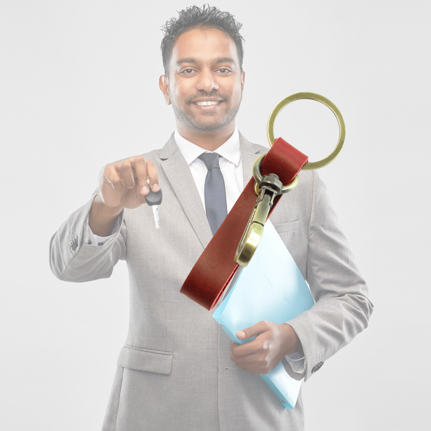 Genuine red leather keyring
