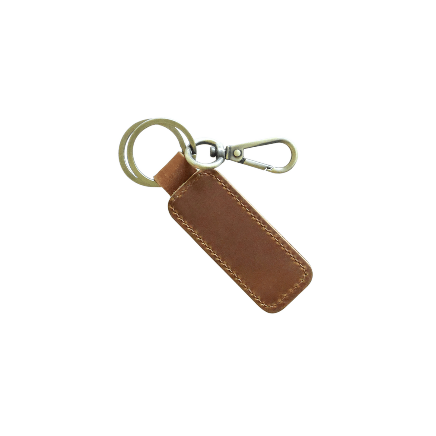 Tan thick leather keyring