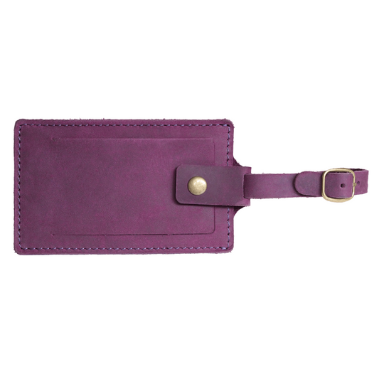 Purple Leather luggage tag