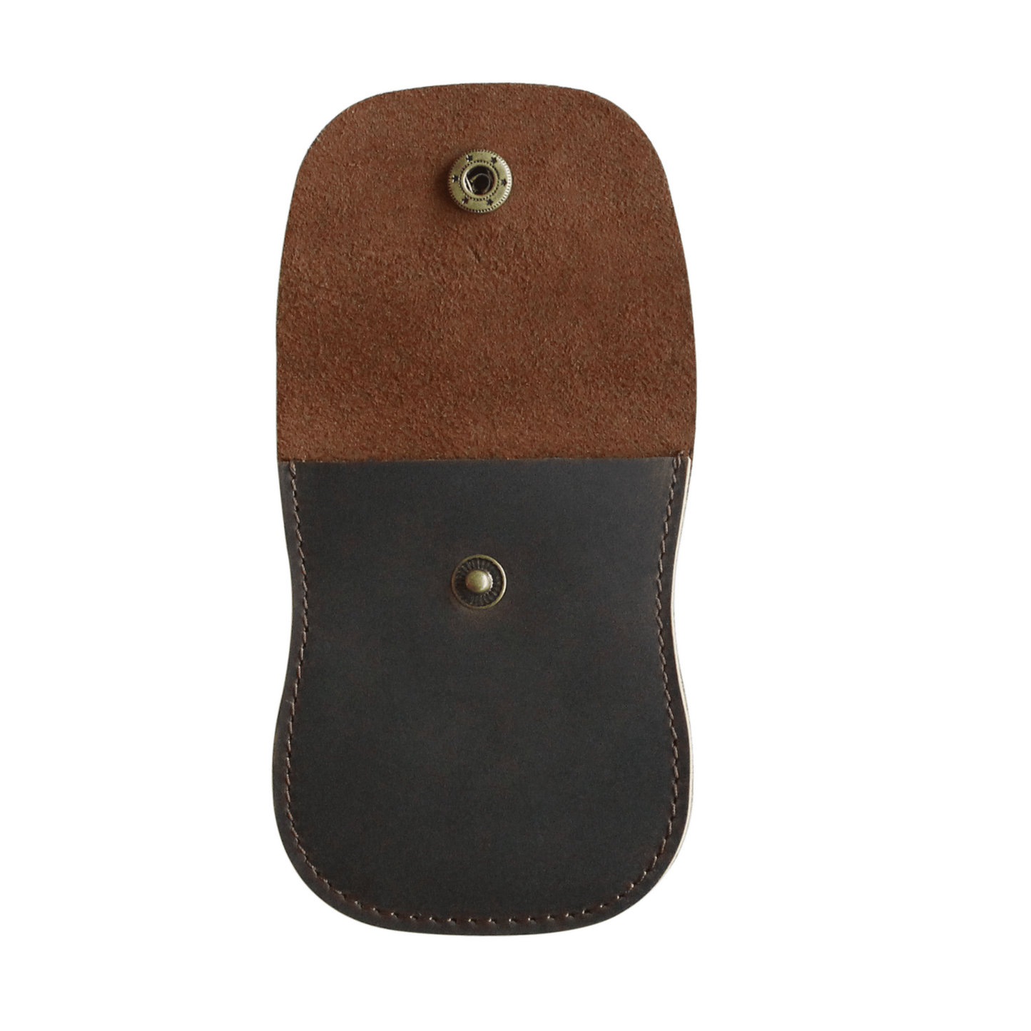Coffee color Leather Coin Pouch with press stud
