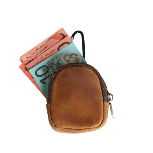 Tan Coin pouch with zipper