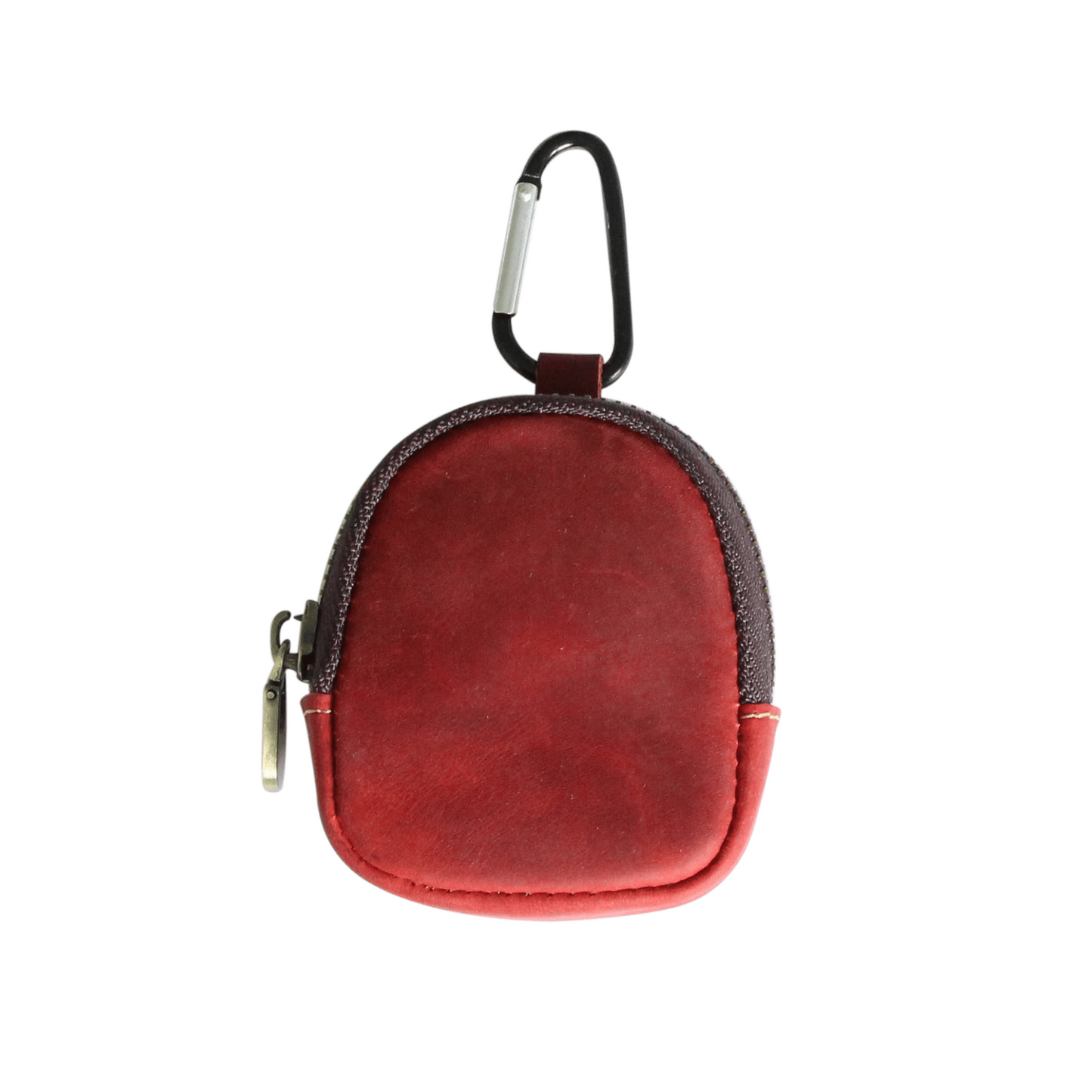 Red Leather coin pouch with zipper