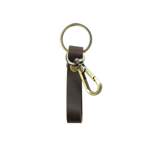 Slim Coffee Leather Keyring