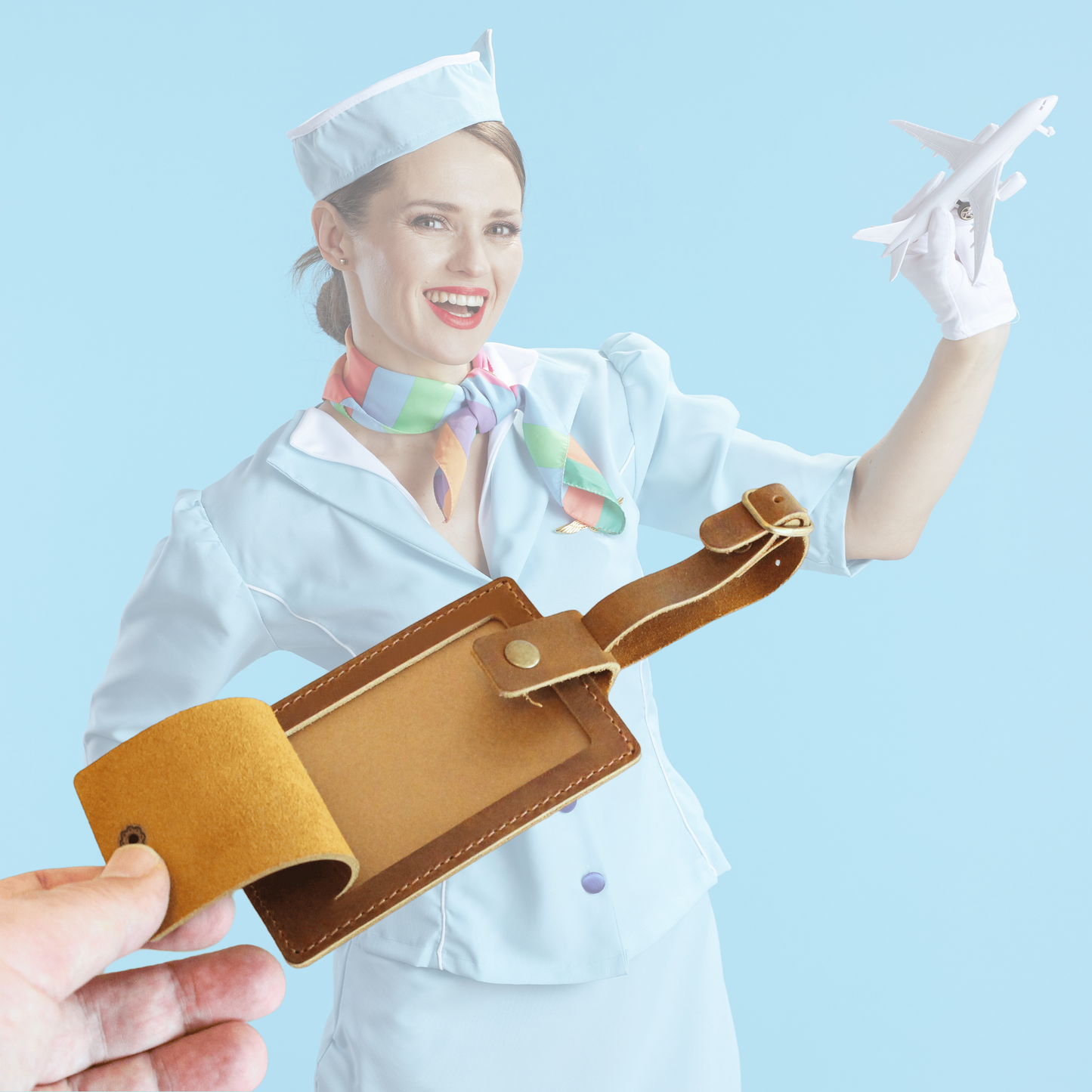 Brown Genuine leather luggage tag