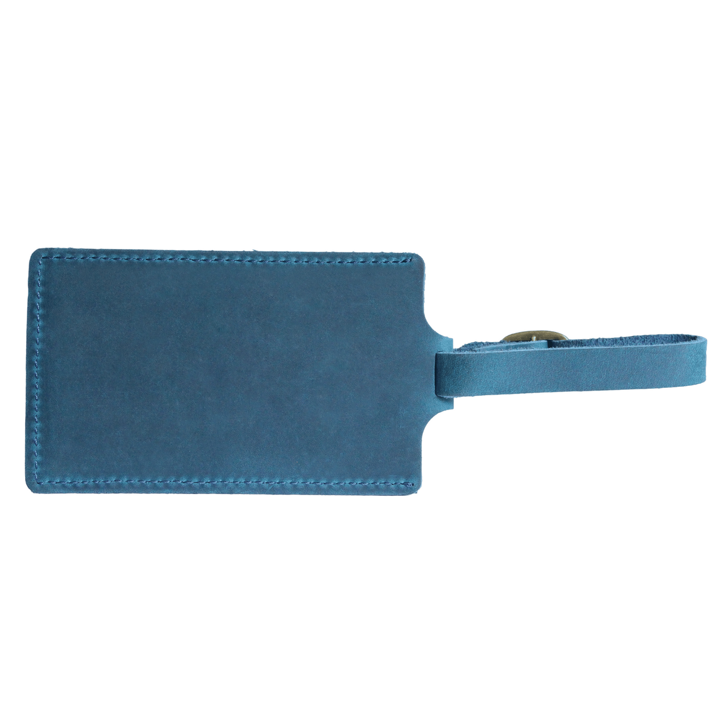 Blue leather luggage tag