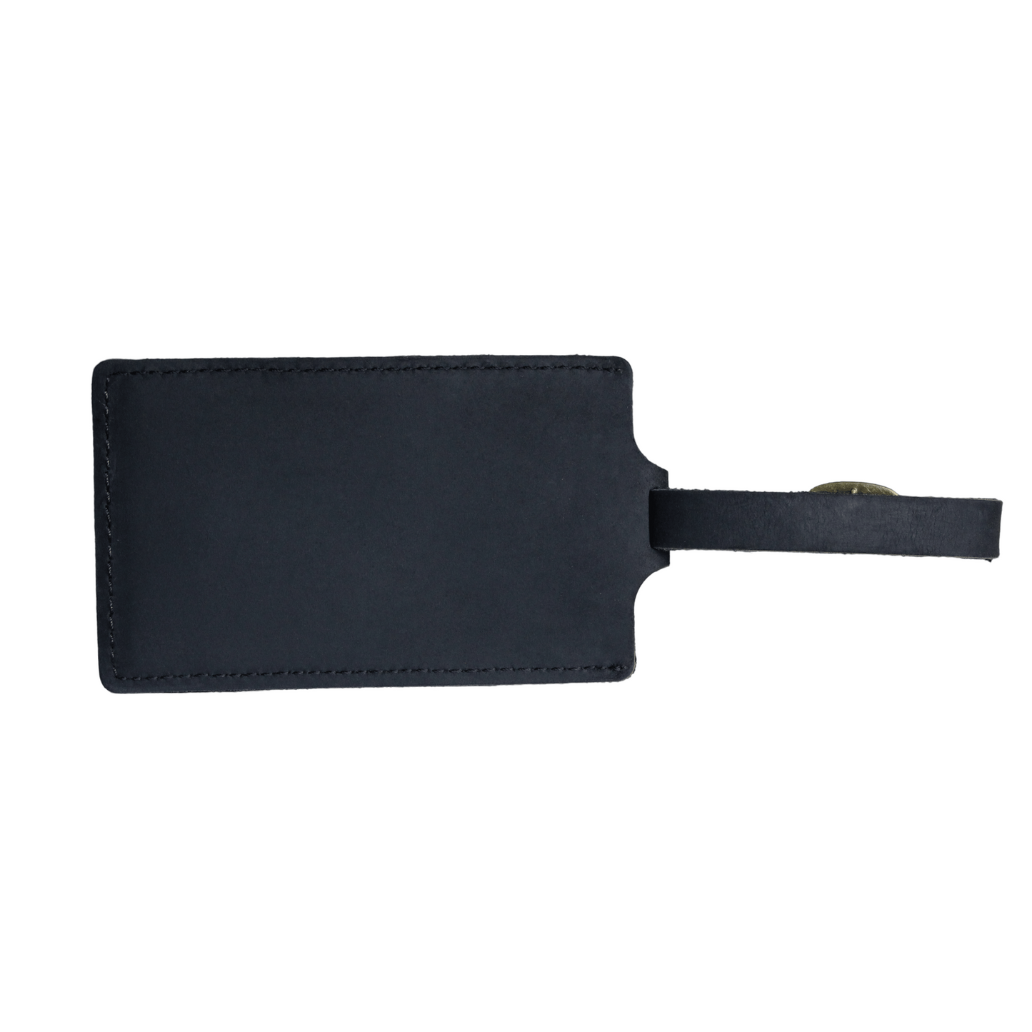 Black leather luggage tag