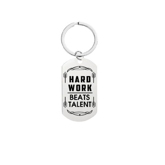 Hard Work Beats Talent Keyring