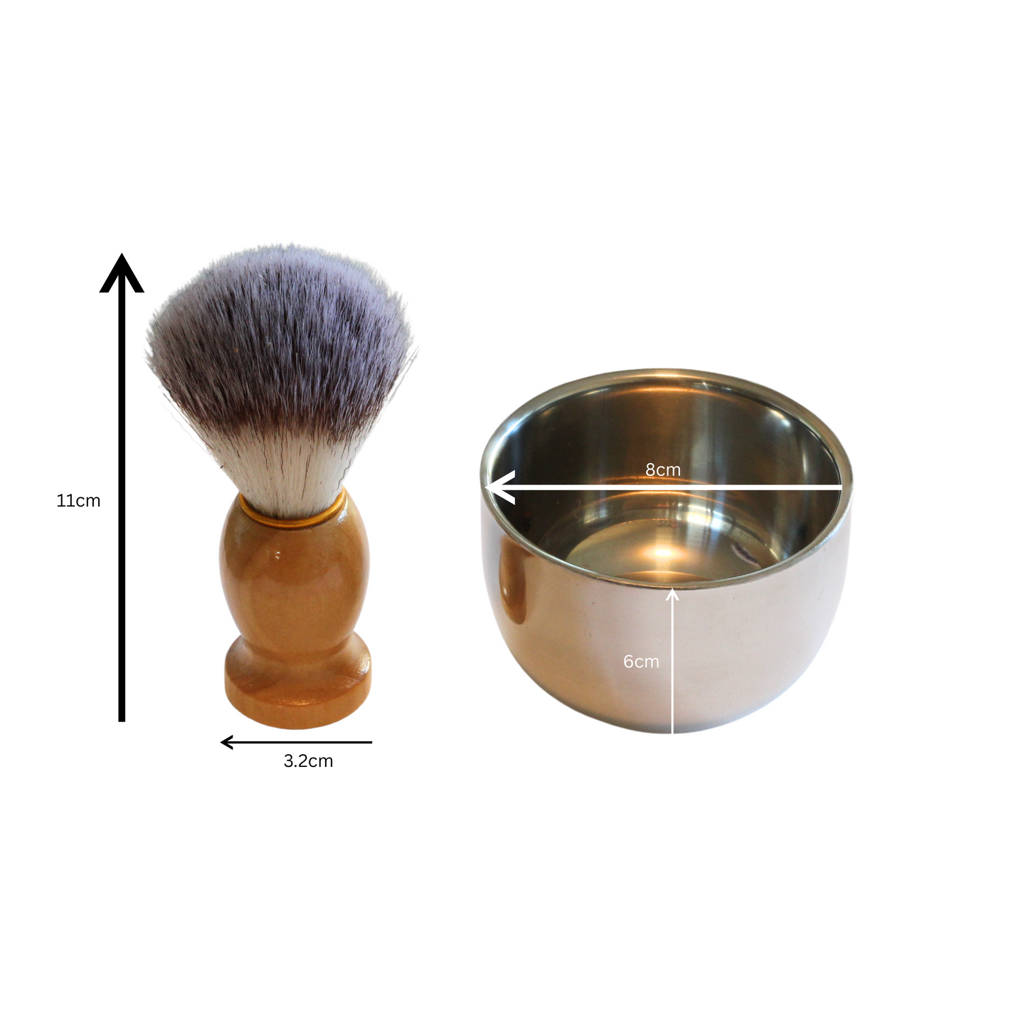 Stainless Steel Bowl And Brush Shaving Set