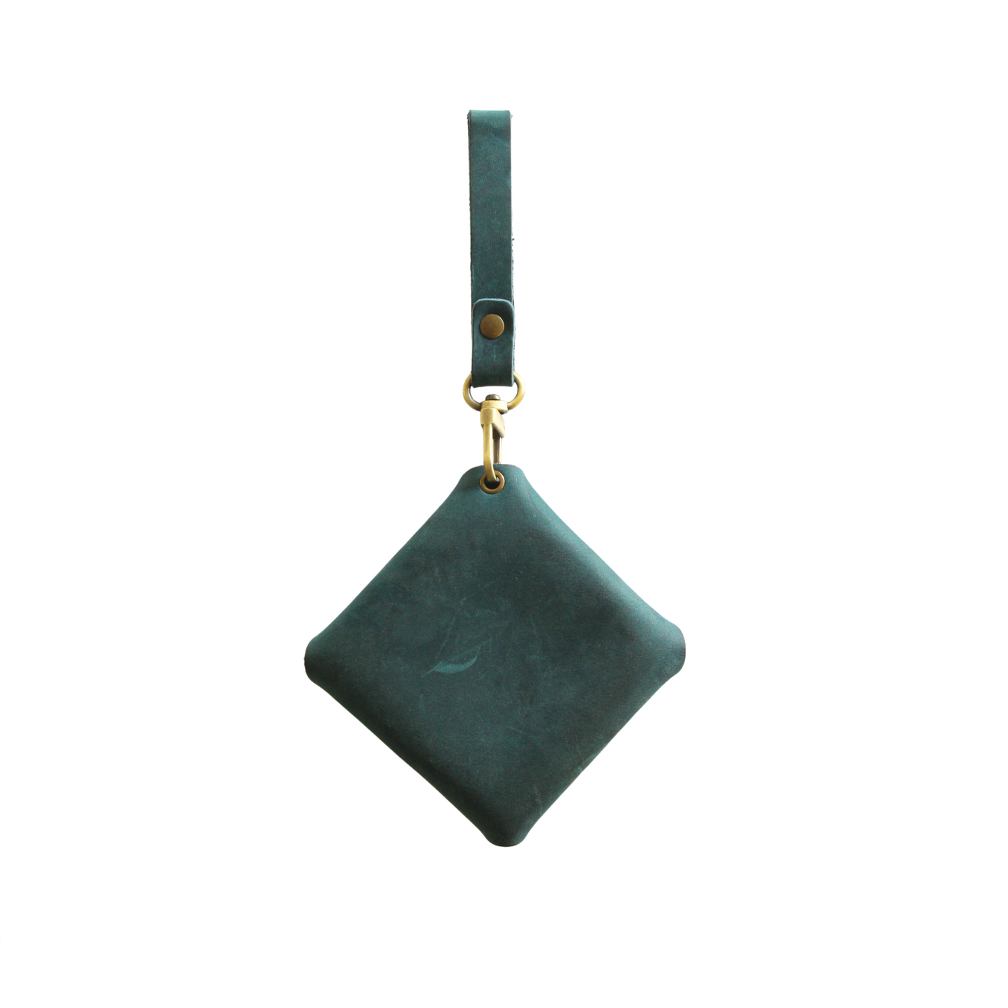 Blue Leather Coin Pouch With Strap