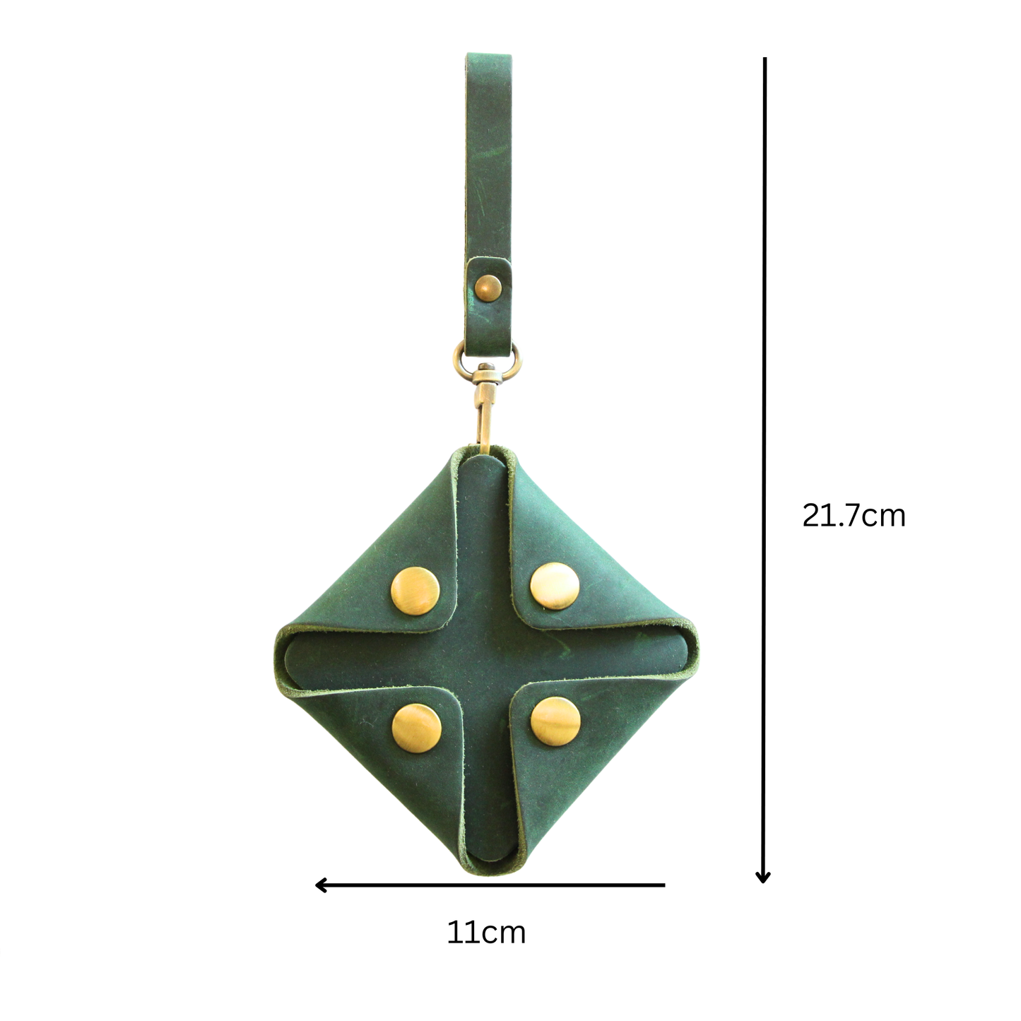 Green Leather Coin Pouch With Strap
