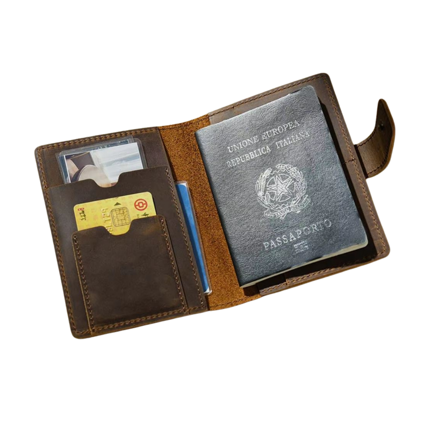 Genuine Leather Coffee Passport Holder