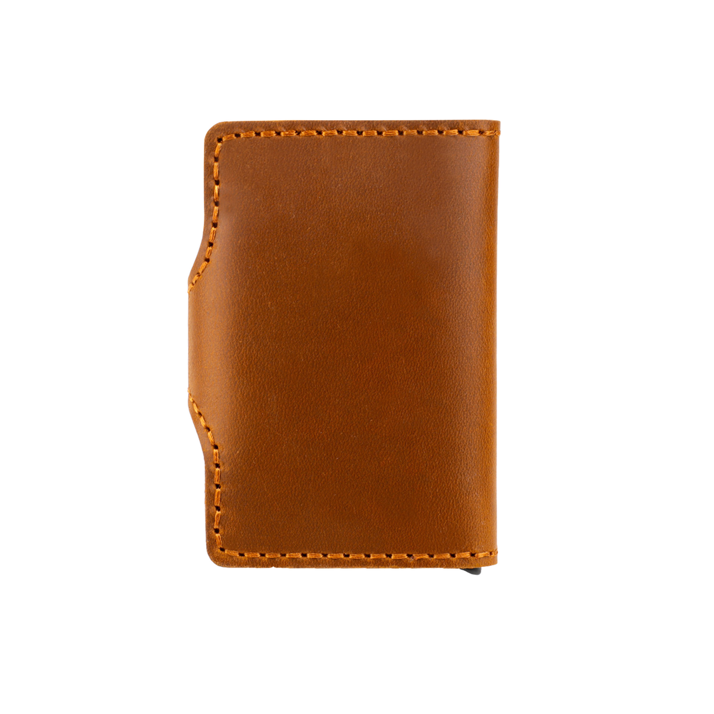 RFID Metal Case With Brown Leather Card Holder Wallet