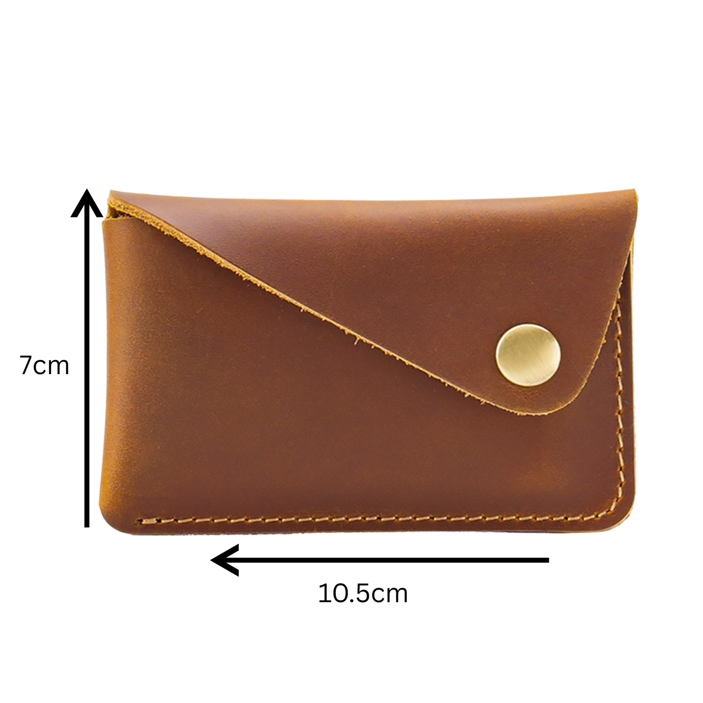 Brown Leather Card Holder With Press Stud