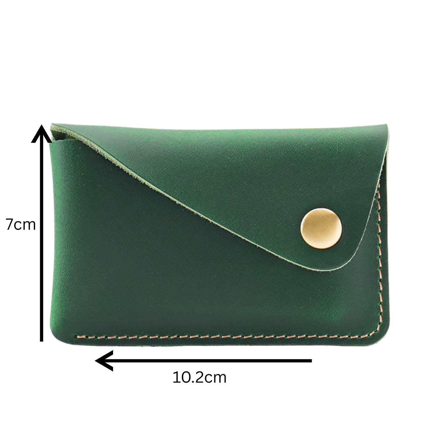 Green Leather Card Holder With Press Stud
