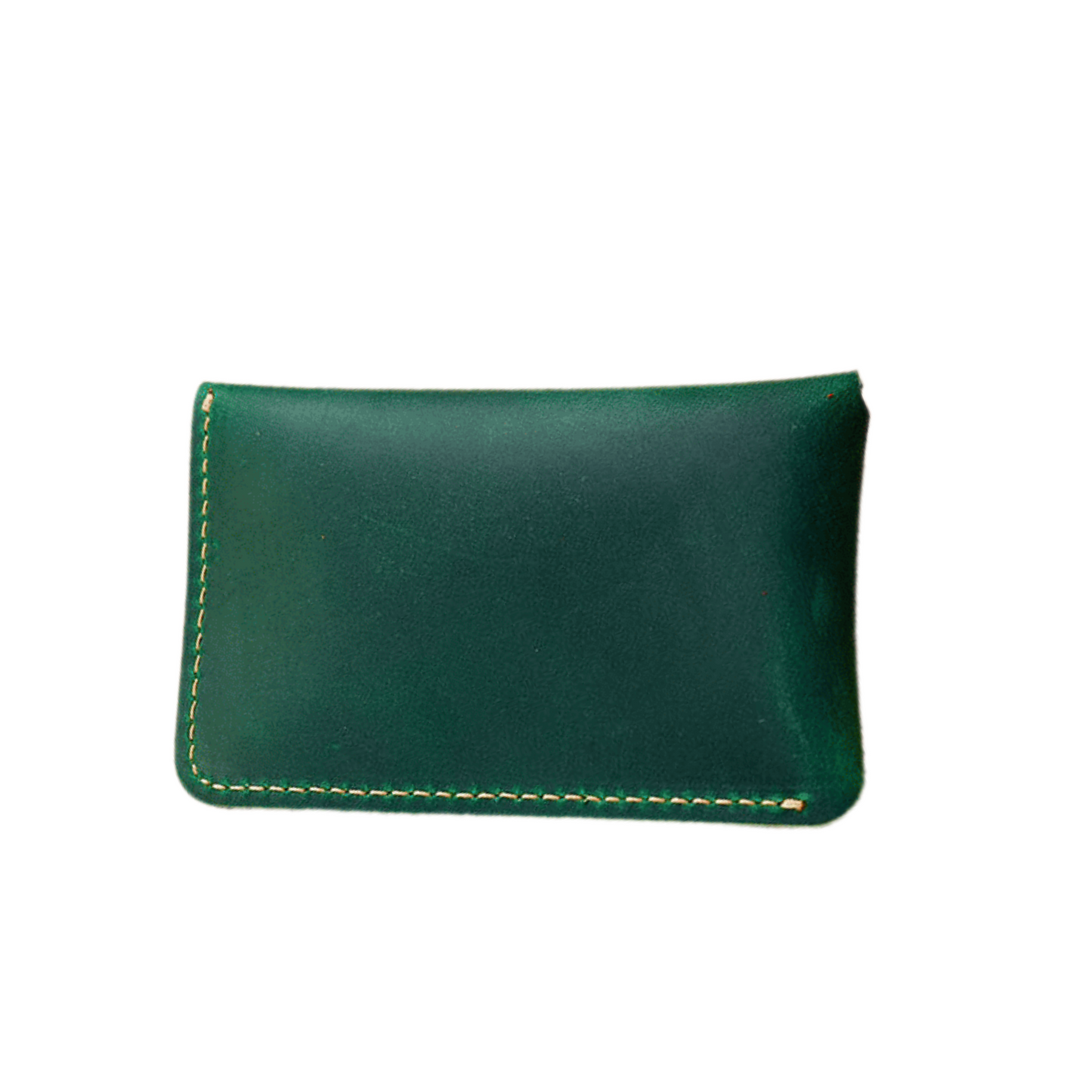 Green Leather Card Holder With Press Stud