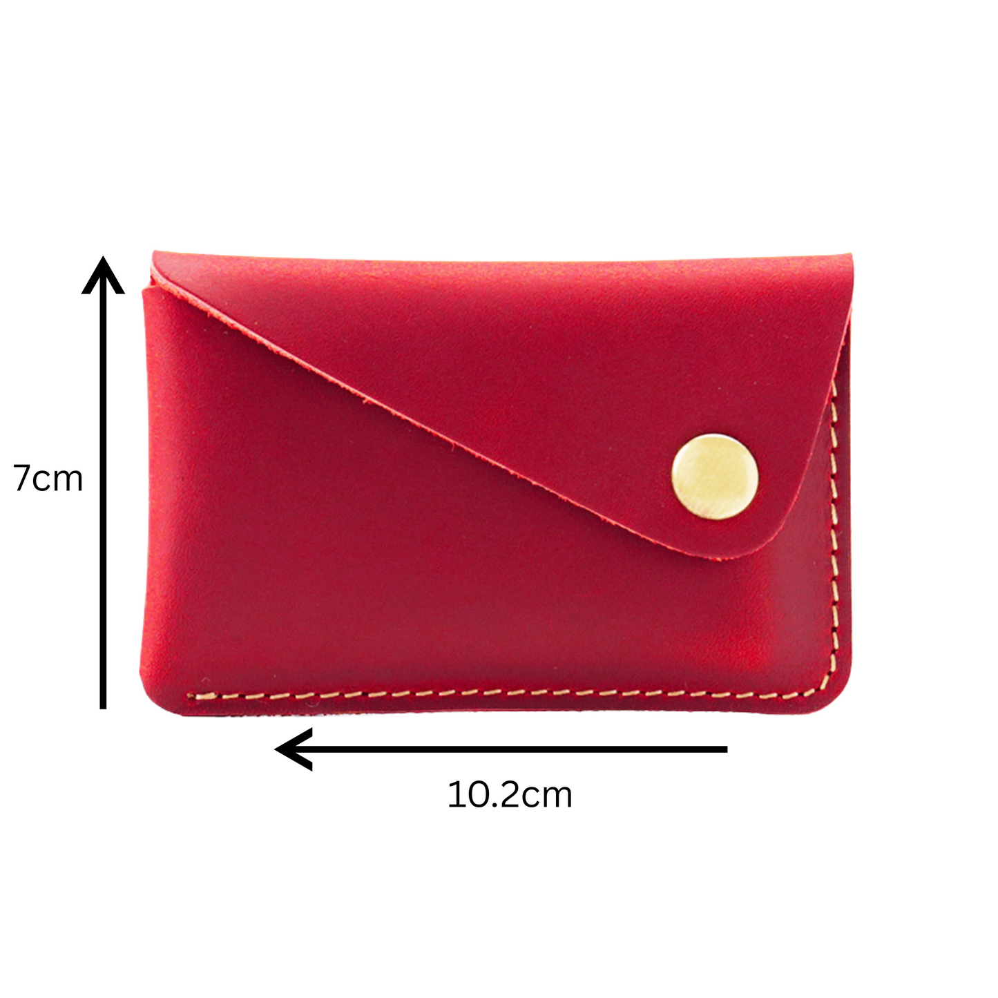 Red Leather Card Holder With Press Stud