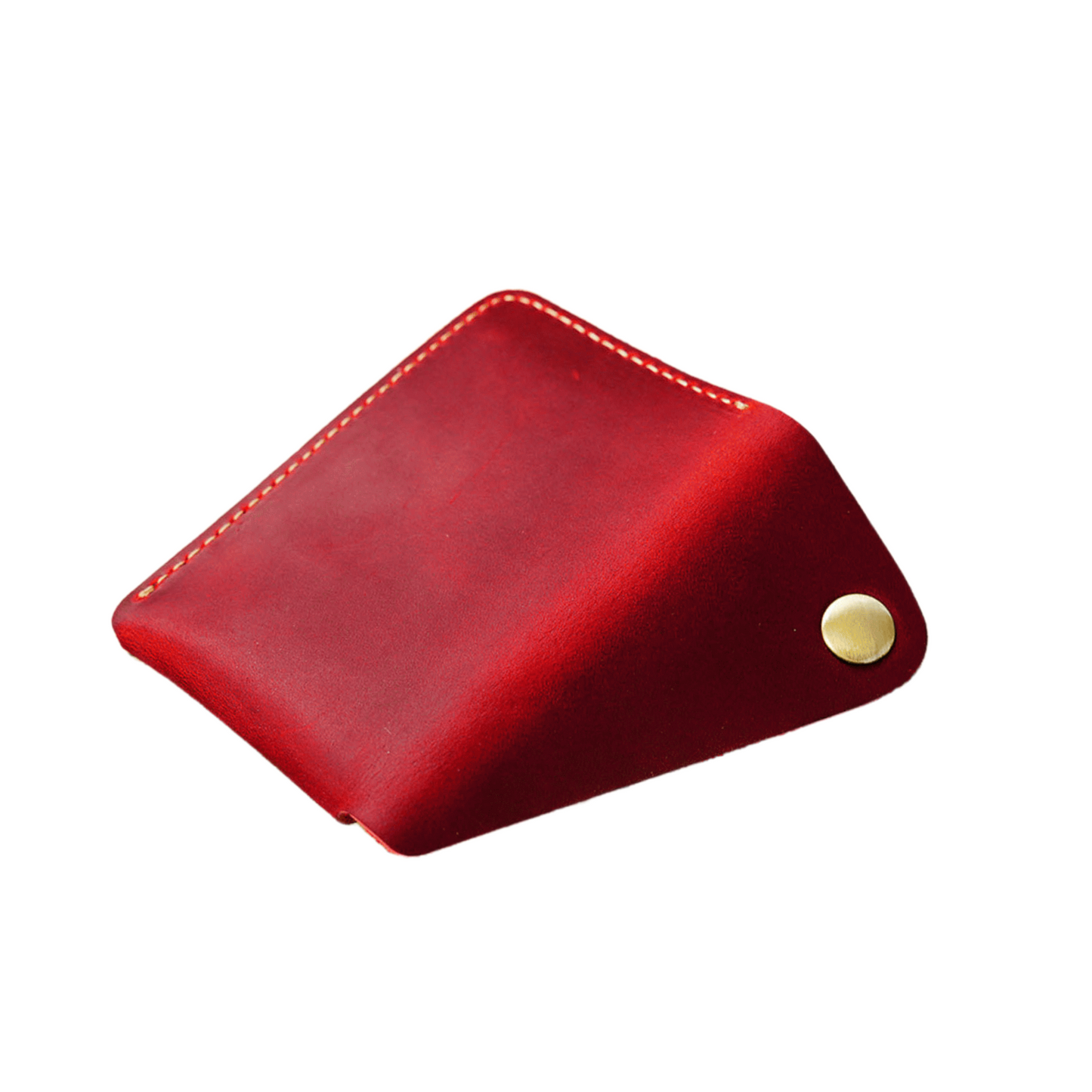 Red Leather Card Holder With Press Stud