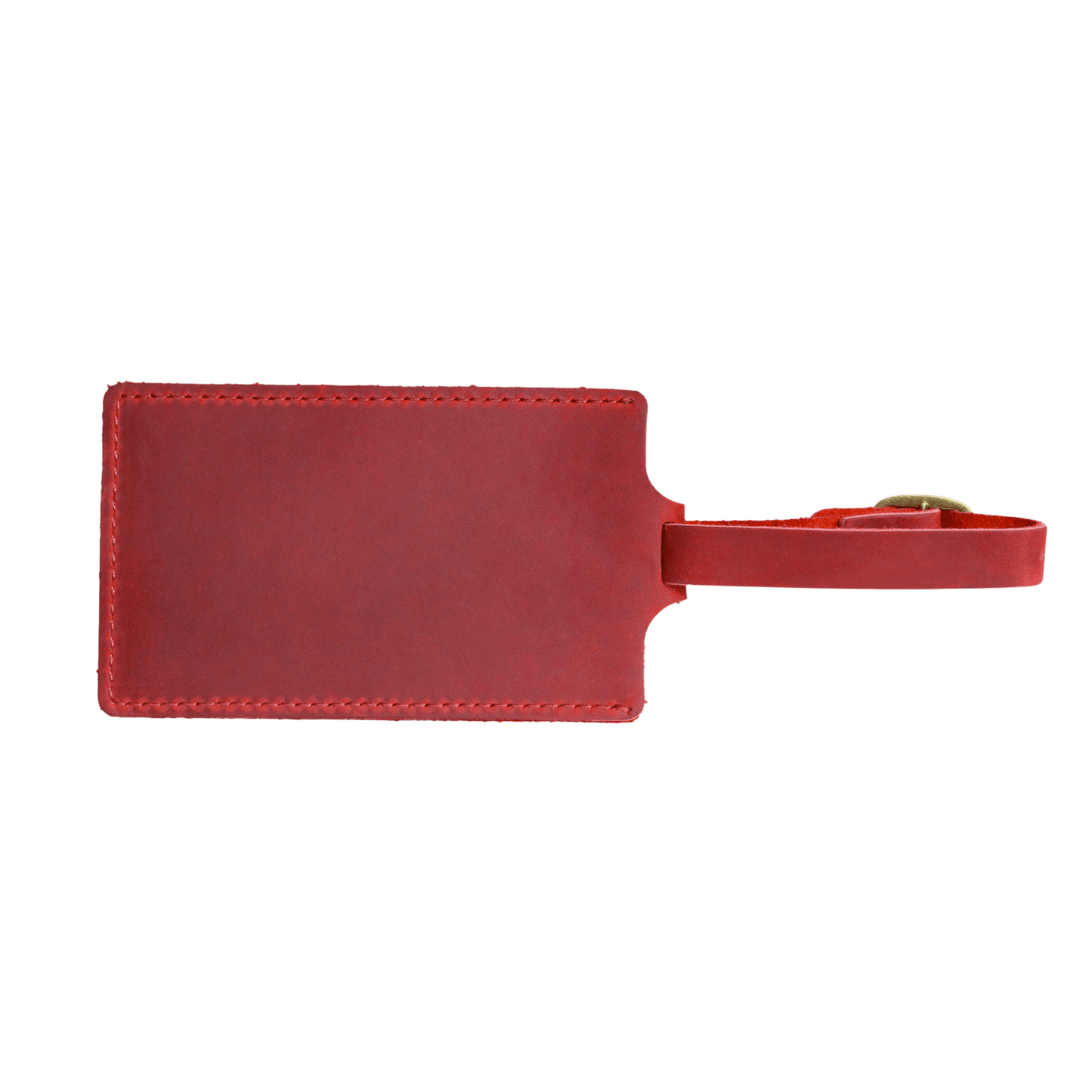 Red leather luggage tag