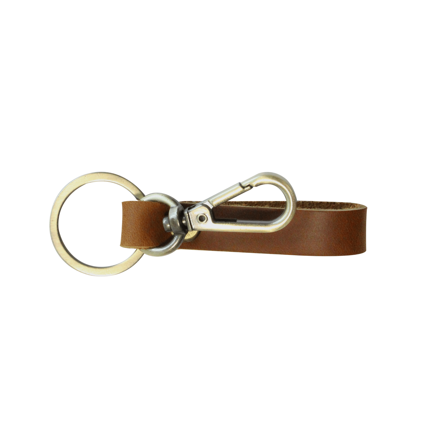 Tan genuine leather keyring