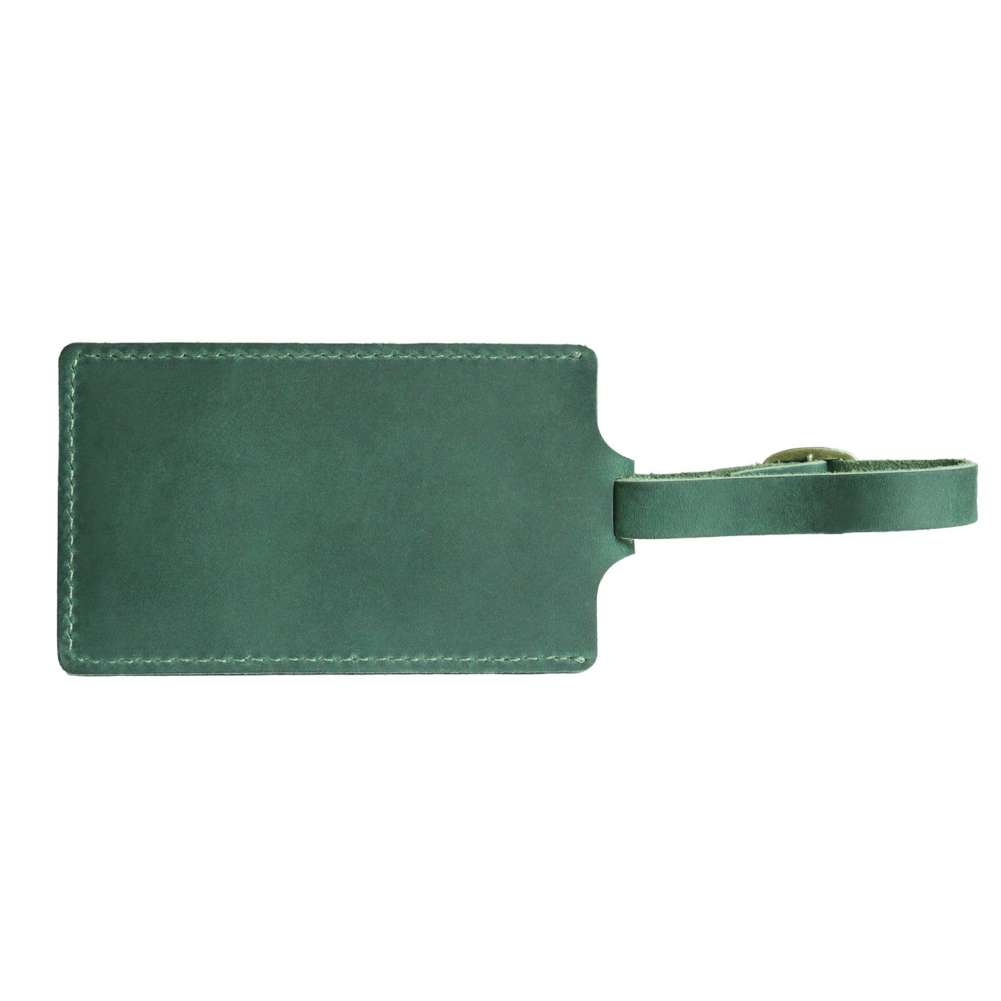 Green leather luggage tags