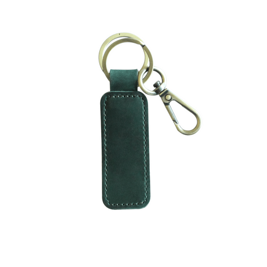Green Thick leather keyring