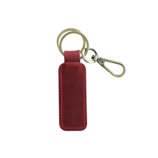 Red thick leather keyring