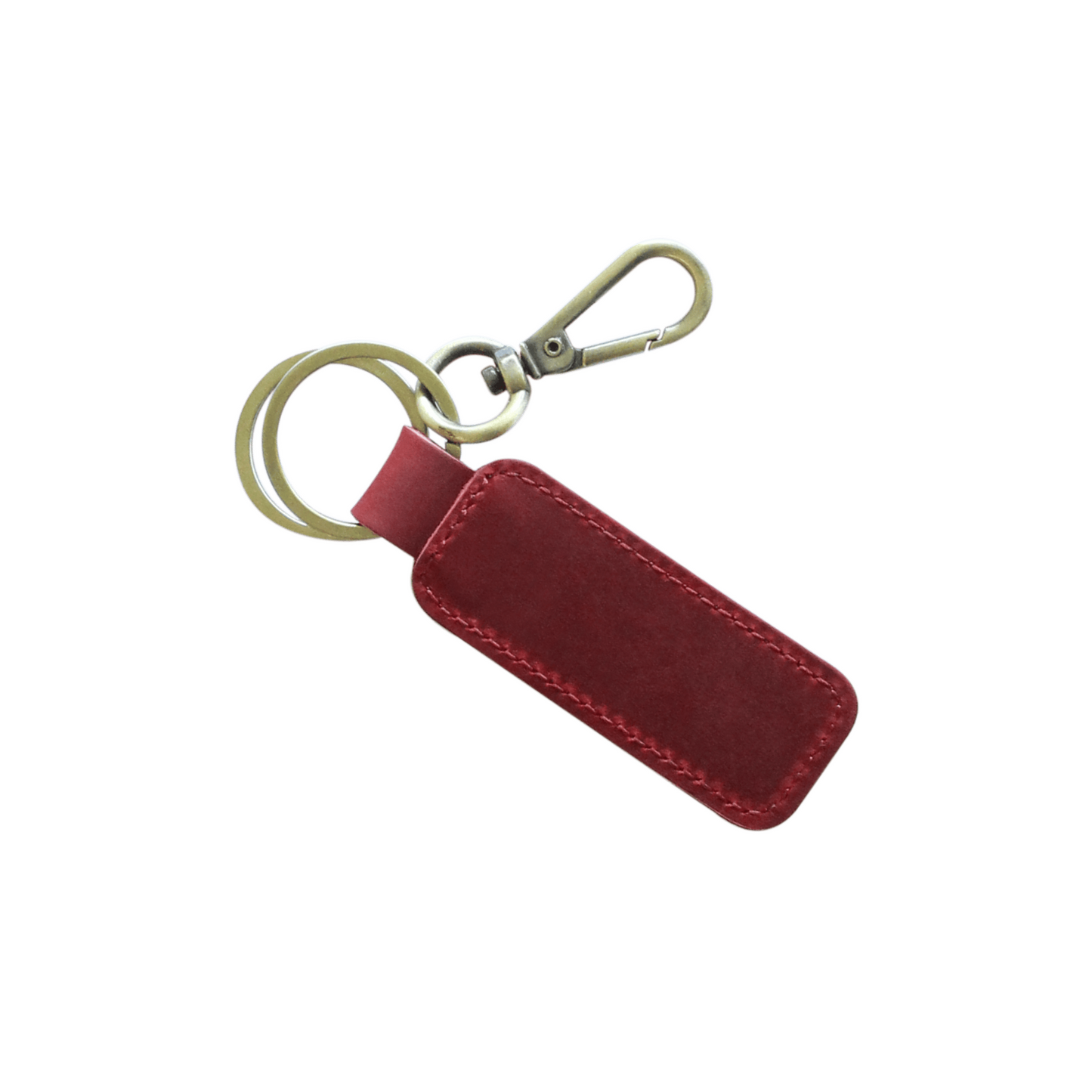 Red thick leather keyring