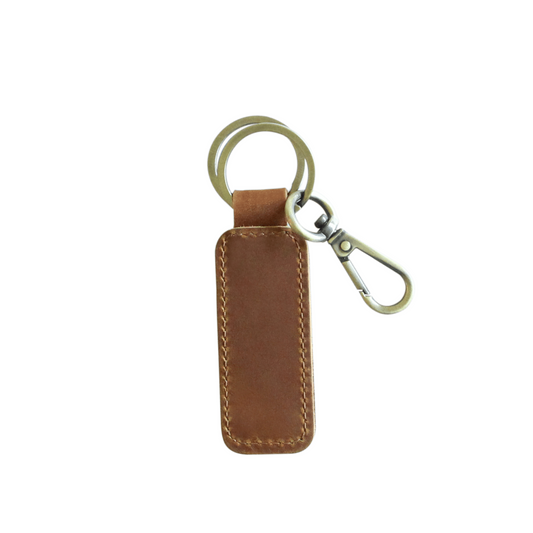 Tan thick leather keyring